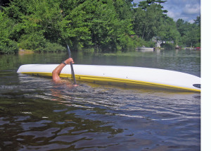 At this point you have three options You can use that paddle to roll the boat, or you can wet exit and climb back in. You don’t want to take the third option.