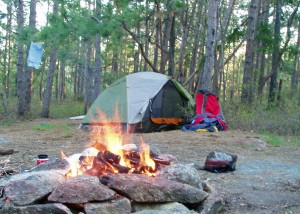  When the nights are still chilly, a campfire and a snug tent with a warm sleeping bag make for a perfect evening.