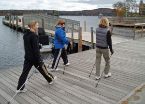 Nordic Walking poles have special grips and special tips. 