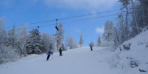 Blue sky, fresh snow...winter is officially here at Mount Sunapee! (Justin Jones photo)