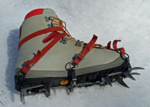 Beautiful to look at, and still very functional on steep terrain, these hand-made vintage crampons are really overkill for most winter trail hiking.