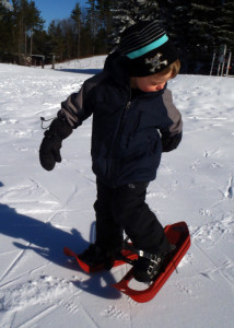 Max testing snowshoes (Tim Jones photo)