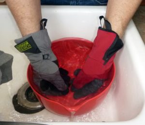 Don't try this at home. Seriously. These gloves are NOT designed to be waterproof, and we got cold, wet hands confirming it. (EasternSlopes.com)