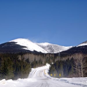 View driving through Quebec's Chic-Choc mountains