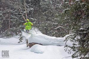 Jumping a boulder on Mont York